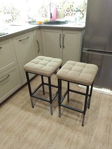 Барный стул Лофт ткань канди крем / черный матовый фото покупателя 56