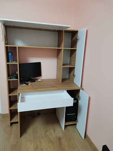 Письменный стол Комфорт 12.71 дуб золотой craft / белая аляска фото покупателя 159