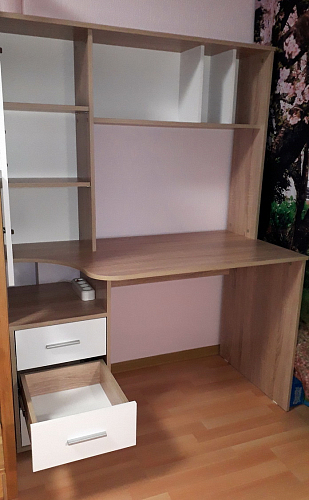 Компьютерный стол КСТ-16 левый дуб сонома / белый фото покупателя 32