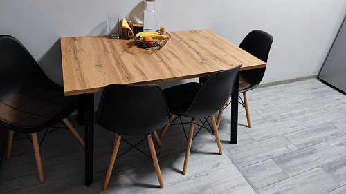 Стол раскладной Колон Лофт 120 32 мм дуб галифакс табако / черный матовый фото покупателя 97