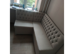 Кухонный диван угловой Мирта правый велюр бежевый фото покупателя 1