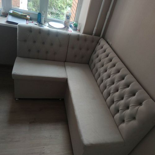 Кухонный диван угловой Мирта левый микровельвет коричневый фото покупателя 1