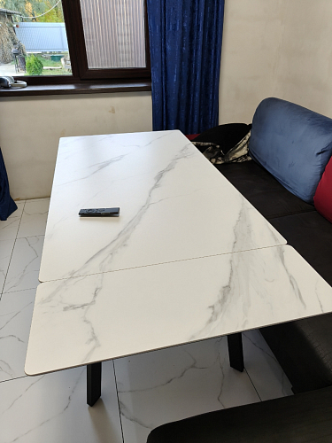 Керамический стол Норман 140(200)х80х75 белый мрамор alpin white / черный фото покупателя 37