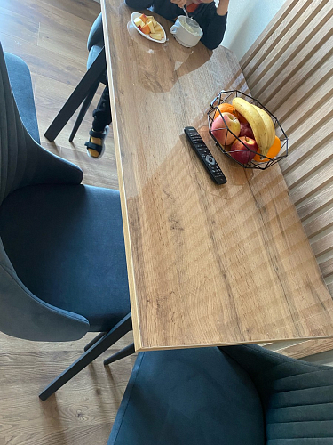 Стол Тринити Лофт 120 32 мм дуб галифакс табако / черный матовый фото покупателя 29