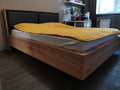 Двуспальная кровать Клауд 160х200 парящая дуб крафт золотой / антрацит фото покупателя 17