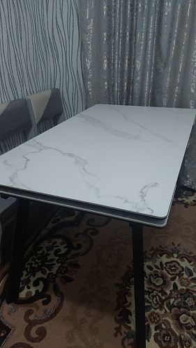 Керамический стол Норман 140 (200) х 80 белый мрамор alpin white / snow white / белый фото покупателя 43