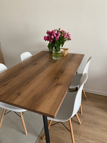 Стол Тринити Лофт 120 32 мм дуб галифакс табако / черный матовый фото покупателя 362