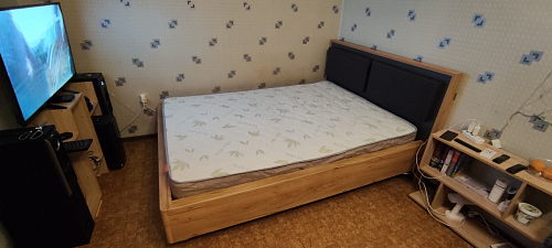 Двуспальная кровать Клауд 160х200 парящая дуб крафт золотой / антрацит фото покупателя 557