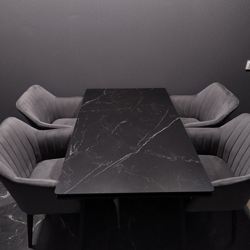 Керамический стол Норман 140(200)х80 серый мрамор larka grey / черный фото покупателя 41