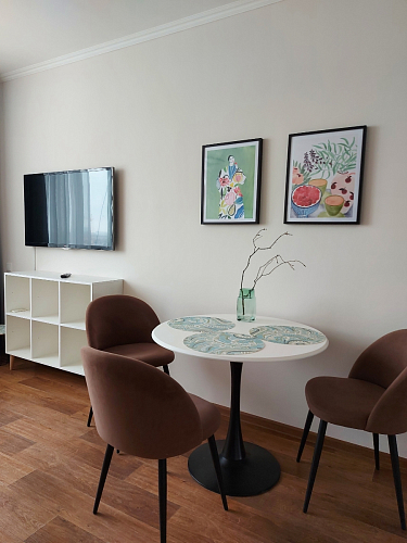 Стол Тулип 90х73 белый мрамор / золото фото покупателя 61