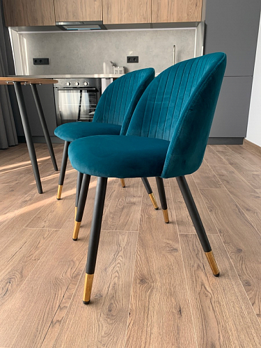 Стул на металлокаркасе Gabi 1 light blue / black / gold фото покупателя 36