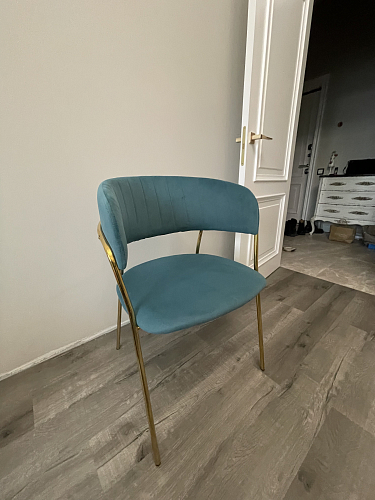 Стул на металлокаркасе Kamelia зеленый / золото фото покупателя 100