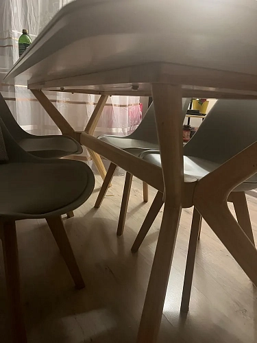 Стол Unika 180x80 белый спеченный камень / светлое дерево фото покупателя 5