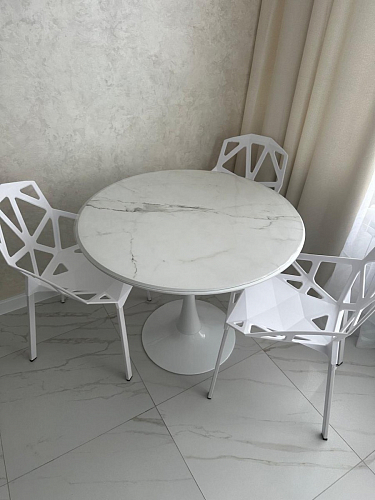 Стол Тулип 80х73 мрамор черный / белый фото покупателя 37