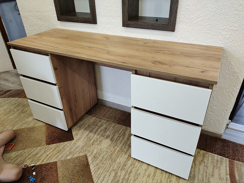 Письменный стол Элла ПС 02 серый графит 0162 / дуб крафт золото фото покупателя 2