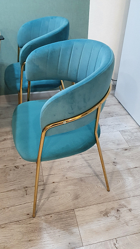 Стул на металлокаркасе Kamelia голубой / голубой / золотой фото покупателя 14