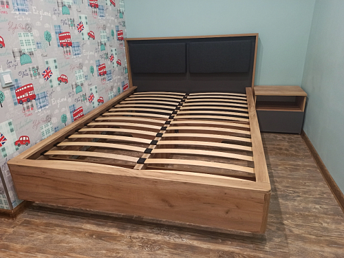 Двуспальная кровать Клауд 160х200 парящая дуб крафт золотой / антрацит фото покупателя 224