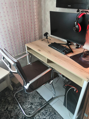 Письменный стол Леон Лофт черный матовый / дуб вотан фото покупателя 132