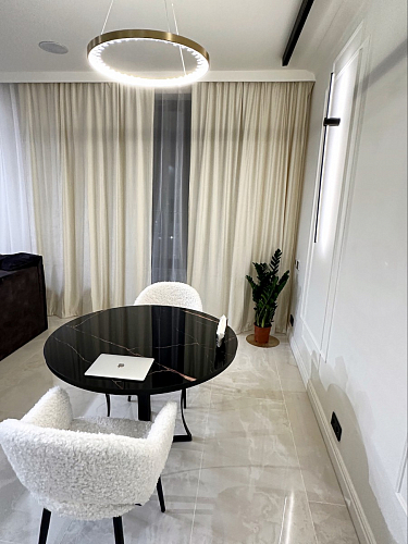 Стеклянный стол Нейтон белый мрамор / золото фото покупателя 2