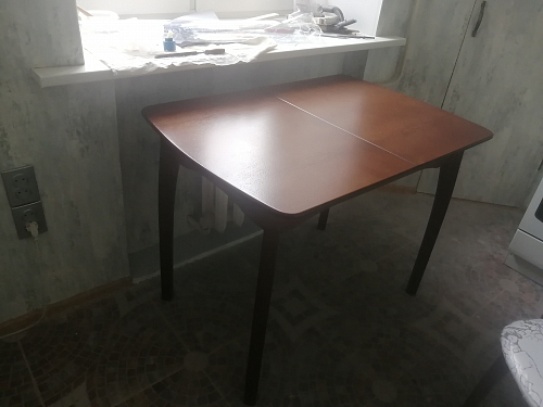 Деревянный стол Caterina/Катерина 100-130x70x75 айвори вайт / бук фото покупателя 18