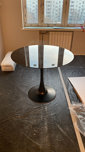 Стеклянный стол Tulip 90 black glass фото покупателя 14