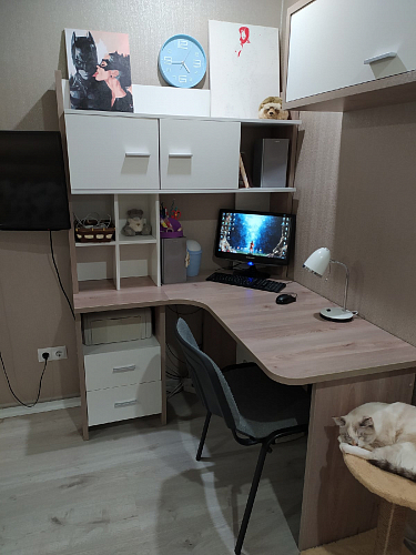 Письменный стол Беланта-Угл130+НКЛХ-120 НБЕ правый нельсон / белый фото покупателя 4