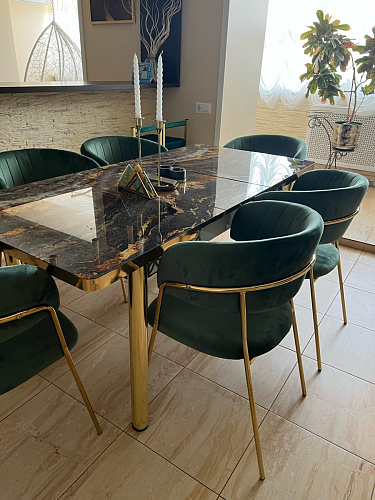 Стул на металлокаркасе Kamelia голубой / голубой / золотой фото покупателя 86