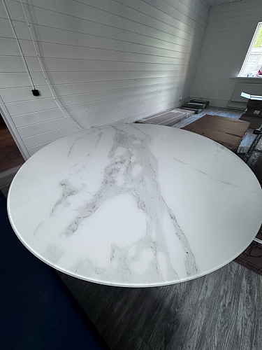 Стеклянный стол Норфолк 100 золото фото покупателя 52