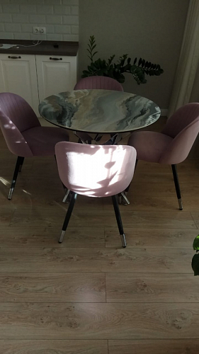 Стул на металлокаркасе Gabi dark beige / black / silver фото покупателя 267