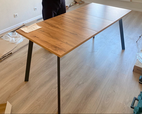 Стол раскладной Колон Лофт 120 32 мм дуб галифакс табако / черный матовый фото покупателя 52