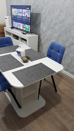 Стул на металлокаркасе Чилли синяя ткань / белый фото покупателя 42