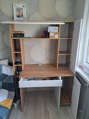 Письменный стол Комфорт 12.71 дуб золотой craft / белая аляска  - Уцененный экземпляр фото покупателя 157