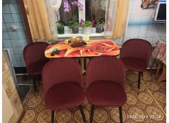 Стул на металлокаркасе Gabi 1 бежевый / черный с серебряными наконечниками фото покупателя 110