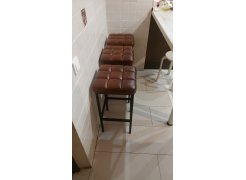 Барный стул Лофт кожзам темно-серый / черный матовый фото покупателя 5