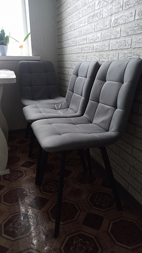 Стул на металлокаркасе Чилли К светло-серый велюр / черный каркас фото покупателя 538