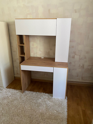Письменный стол Комфорт 12.71 дуб золотой craft / белая аляска фото покупателя 176