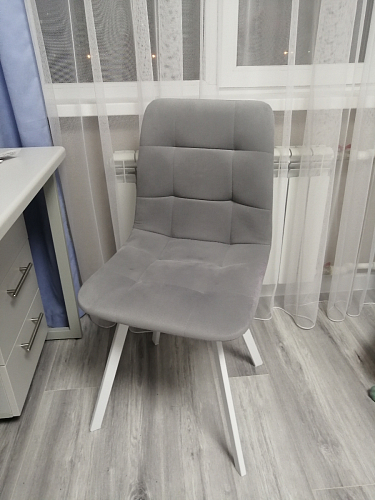 Стул на металлокаркасе Чилли К светло-серый велюр / черный каркас фото покупателя 1106