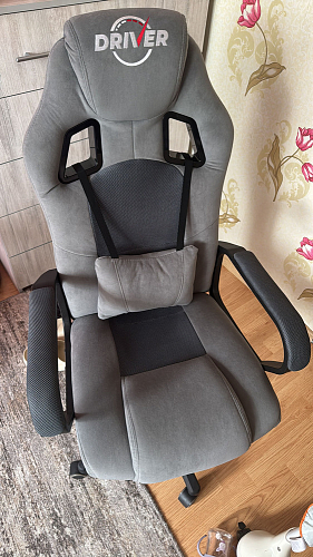 Компьютерное кресло Driver/Драйвер кожзам черный / ткань синий фото покупателя 10