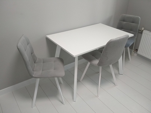 Стул на металлокаркасе Чилли К светло-серый велюр / черный каркас фото покупателя 79