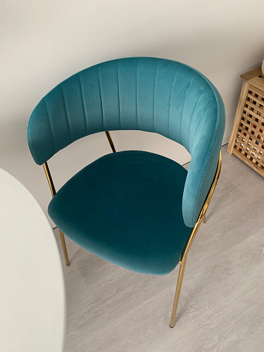 Стул на металлокаркасе Kamelia зеленый / золото фото покупателя 6