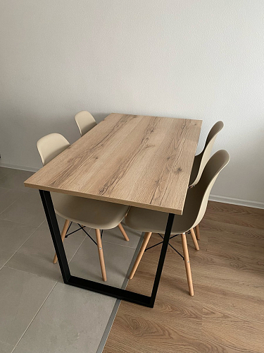 Стеклянный стол Фостер 120(160)х120х76 белый мрамор / черный фото покупателя 32