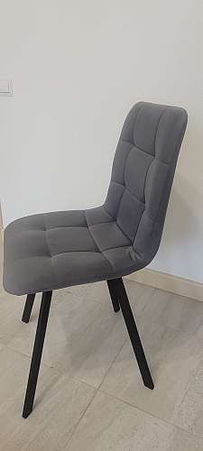 Стул на металлокаркасе Чилли К светло-серый велюр / черный каркас фото покупателя 61