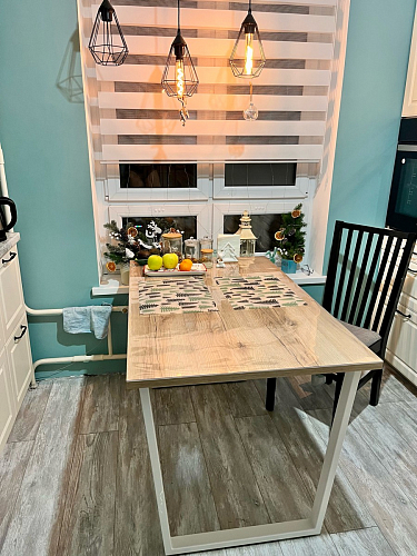 Деревянный стол Барон О 200 х 90 белая пленка шагрень / черный фото покупателя 74