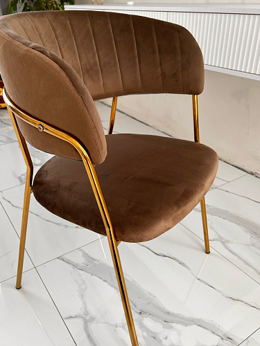 Стул на металлокаркасе Kamelia зеленый / золото фото покупателя 46