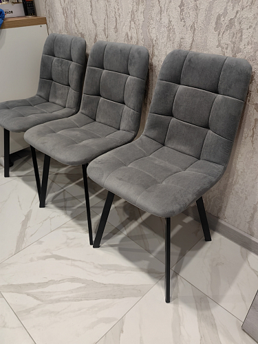 Стул на металлокаркасе Чилли К светло-серый велюр / черный каркас фото покупателя 376