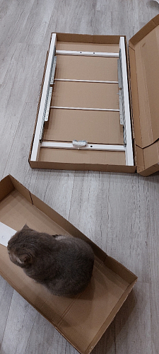 Стол на тумбе Петир 120(160)х80х75 белая шагрень / дуб с пилением фото покупателя 5