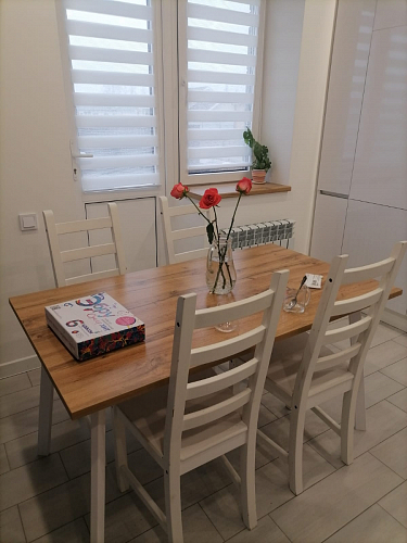 Стол Тринити Лофт 120 32 мм дуб галифакс табако / черный матовый фото покупателя 380