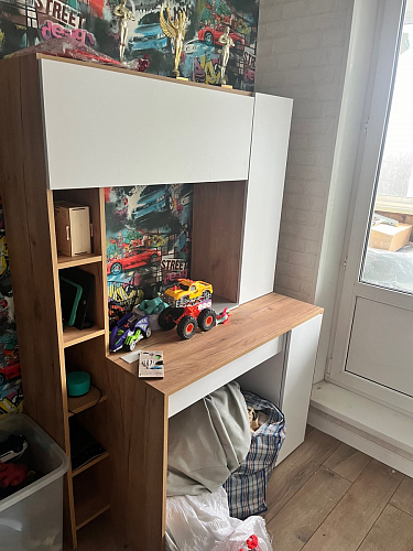 Письменный стол Комфорт 12.71 дуб золотой craft / белая аляска  - Уцененный экземпляр фото покупателя 13