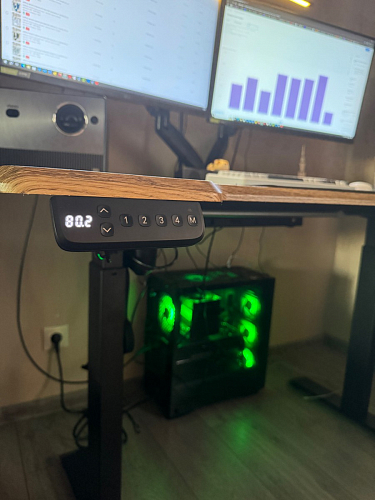 Компьютерный стол Маркос с механизмом подъема 140х80х75 белый / вотан дуб фото покупателя 42