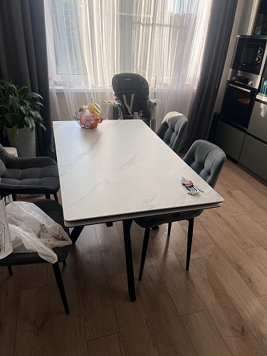 Керамический стол Вилли 140(200)х80 серый мрамор larka grey / черный фото покупателя 52